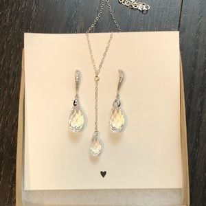 Gorgeous Pendant Drop Pave Earrings and Necklace